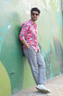 Palm Pink Cotton Men Shirt